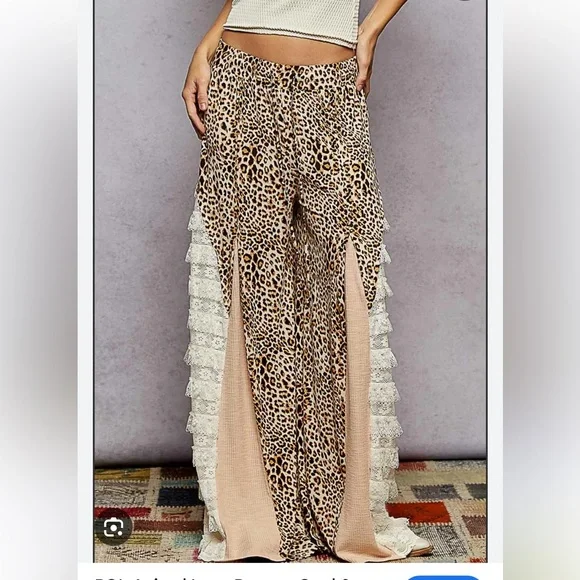POL Leopard Print Wide Leg Pants - Picture 4 of 5